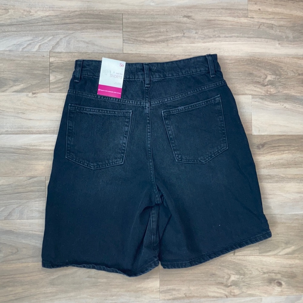 SO high rise black denim jean short 8 in inseam size 13 jrs - Picture 4 of 13
